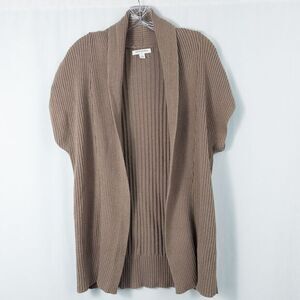 Banana Republic Short Sleeve Ribbed Knit Cardigan Womens Small‎ Brown Lagenlook